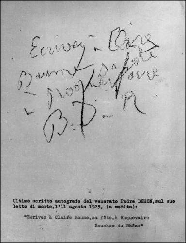 Posledné písmo P. Dehona - 11.8.1925